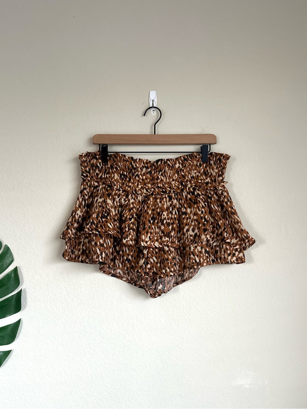NWT Anthropologie Celandine Animal Print Tiered Ruffle Shorts